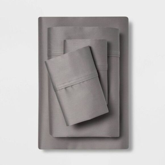 Threshold -  400 Thread Count Cotton Sateen 4-Piece S Gray - Picture 1 of 3